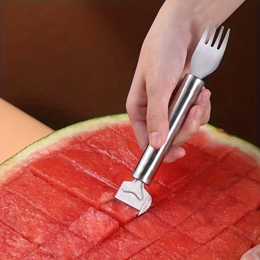 Watermelon Slicer Cutter - ステンレス製スイカカッター5個セット。錆びにくく、両手で持ちやすいダブルハンドル。スイカフォークとしてもスライサーとしても使える、握りやすいデザイン。