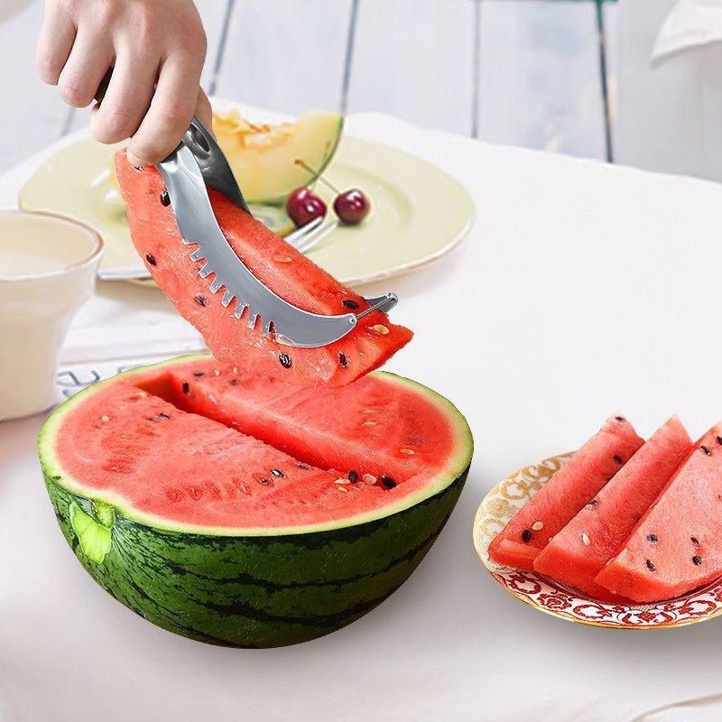 Watermelon Slicer Cutter - ステンレス製風車型スイカカッター、サラダフルーツスライサーカッターツール、スイカ掘り器、キッチンアクセサリーガジェット