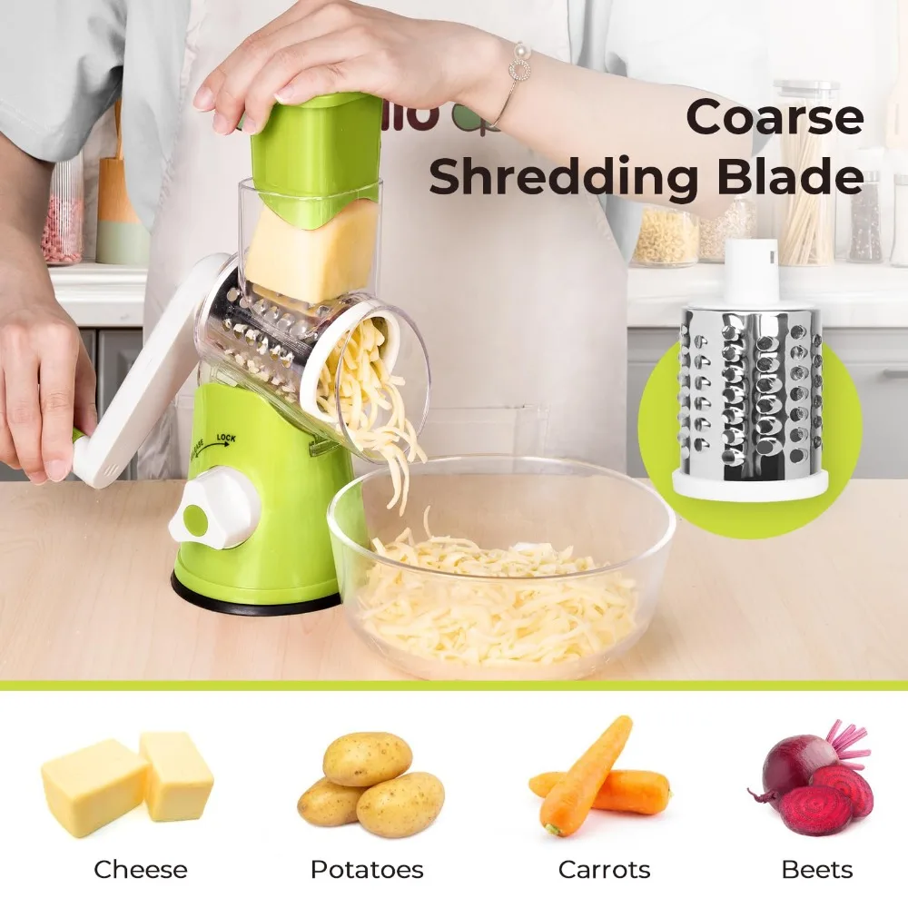 Kitchen Gadgets In China - 手動ロータリーおろし金チーズと野菜ポテトスライサーマンドリンチョッパーステンレス鋼カッターキッチンアクセサリーツール