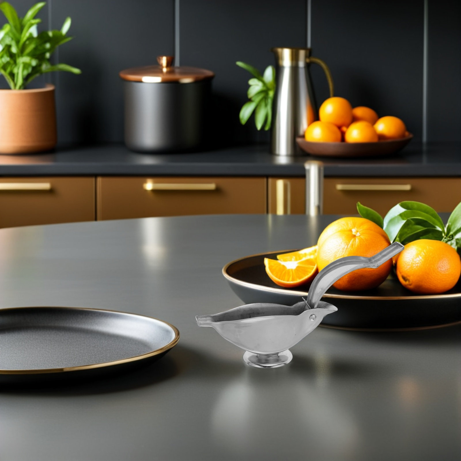 Citrus Lemon Squeezer - ステンレス製手動式柑橘類ジューサー。厚みのある手動プレス式で、人間工学に基づいた設計。レモンやオレンジなどの新鮮な果汁を絞るのに最適なフルーツプレスツール。