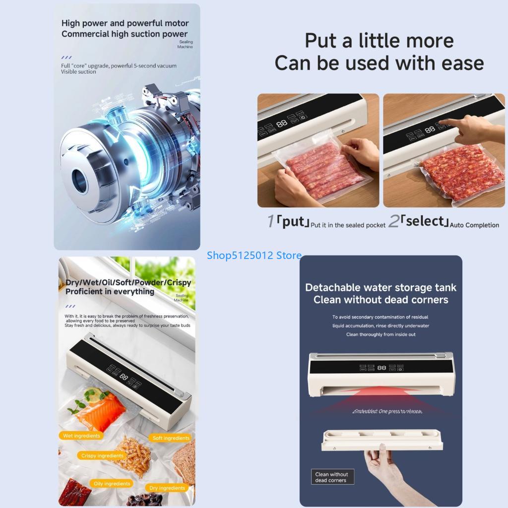 Kitchen Gadgets For Small Kitchens - G8TC 乾湿モード付き食品保存用インテリジェント自動真空シール機ポータブルデザイン家電
