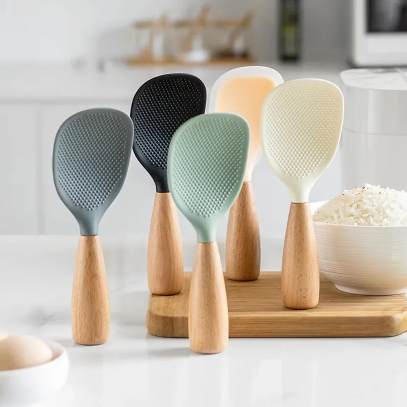 Kitchen Gadgets In China - 1 個のシリコンスプーンノンスティック調理スプーン火傷防止ポットライス高温耐性スプーン耐久性のあるキッチンガジェット