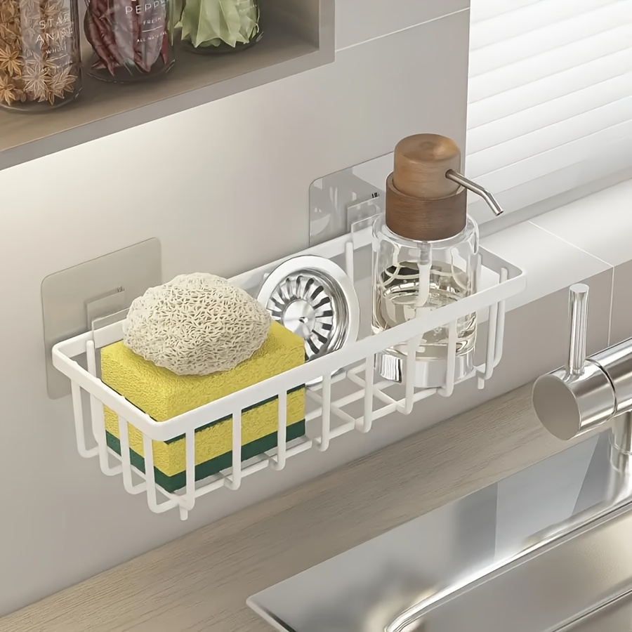 Kitchen Gadgets Holder - 簡単に設置できるキッチンシンクオーガナイザー、穴あけ不要、スポンジ、ブラシ、タオルなどに適した多目的収納ラック