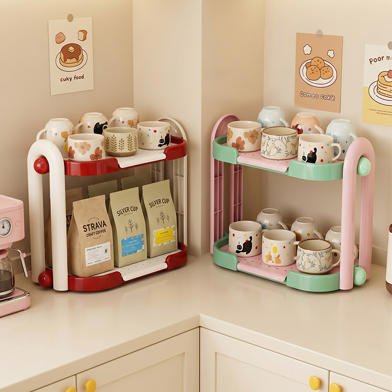 Kitchen Gadgets Holder - コーナーシェルフ、食器乾燥ラック、キッチン収納、壁掛け式コーヒースタンド、カップホルダー、スパイス、調理器具、キッチン用品、家庭用アクセサリー