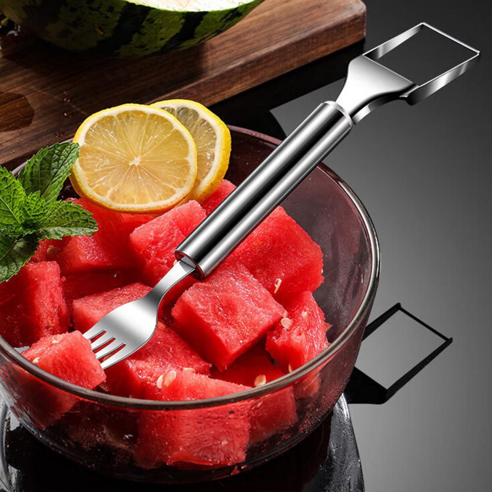 Watermelon Slicer Cutter - ステンレス製スイカフォーク スイカカッターフォーク ステンレス製メロンキューブスライサー キッチンやキャンプ用フルーツカッティングツール