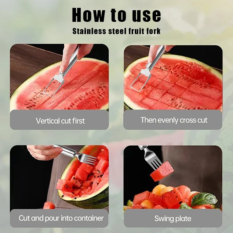 多目的ポータブル 2In1 スイカスライサーフォークスイカス - Watermelon Slicer Cutter のレビューと価格