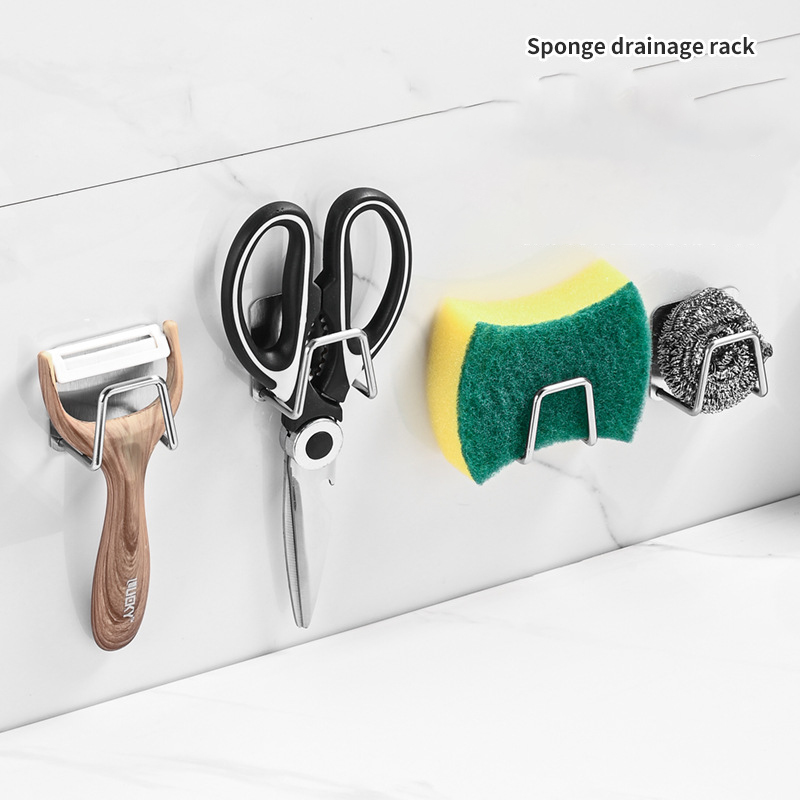 キッチンステンレス鋼シンクスポンジホルダー自己粘着排水乾燥ラ - Kitchen Gadgets Holder のレビューと価格