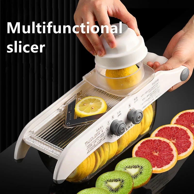 多機能レモンスライサー野菜おろし金バスケット付き、Vブレード - Household Kitchen Gadgets Vegetable Cutter Silk Cutter のレビューと価格