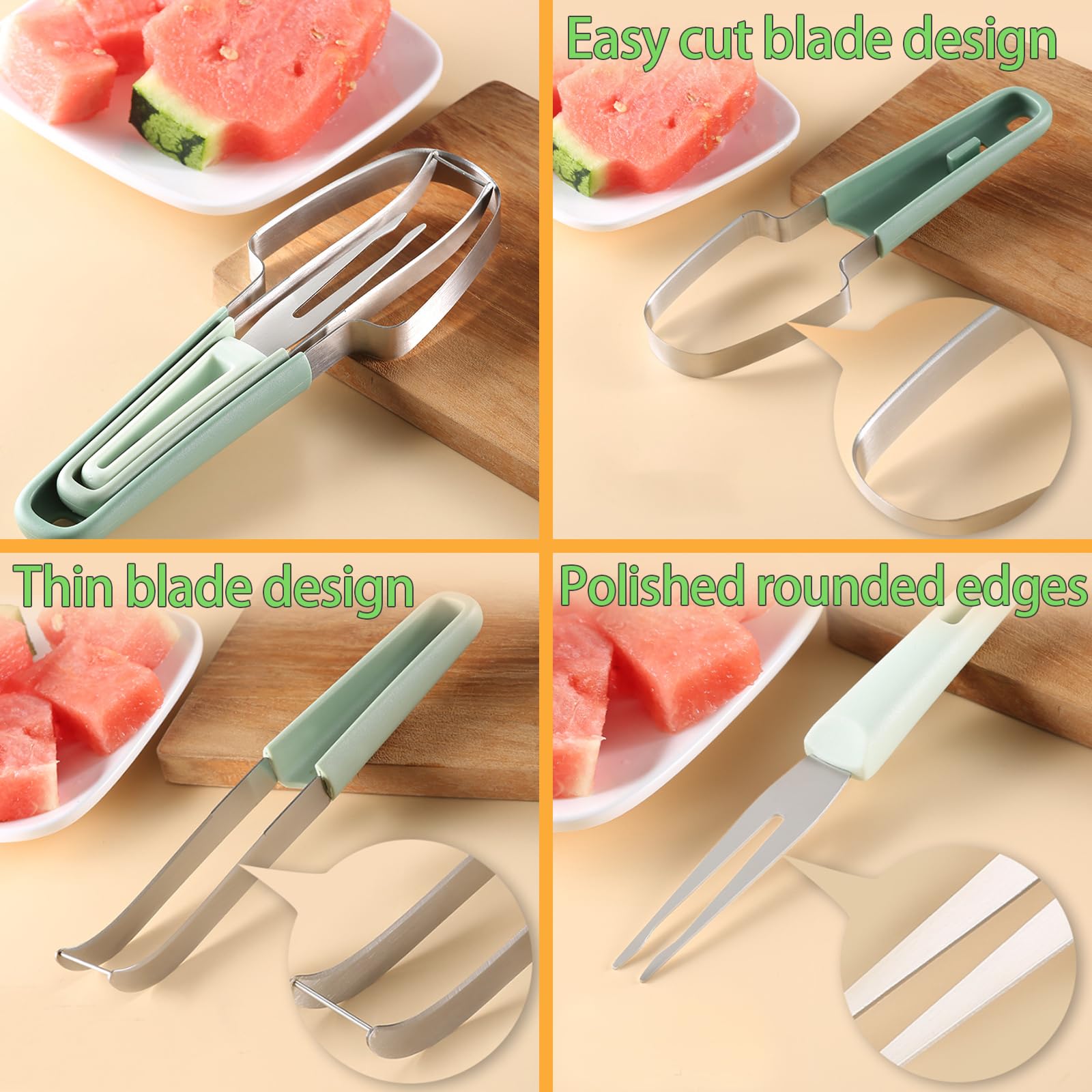 3 in 1 スイカフォークスライサーカッター ステンレス製 - Watermelon Slicer Cutter のレビューと価格