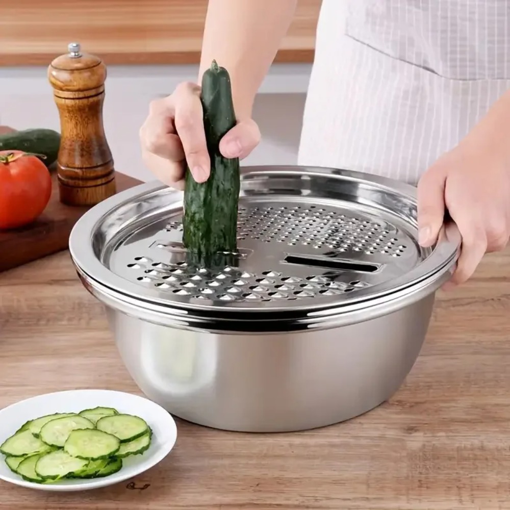 3点セット ステンレス製 ザル・ボウル・グレーターセット 野 - Household Kitchen Gadgets Vegetable Cutter Silk Cutter のレビューと価格