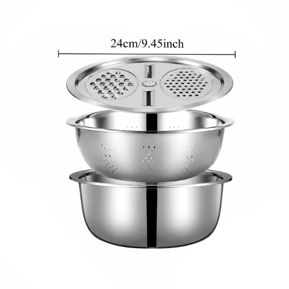 3点セット ステンレス製 ザル・ボウル・グレーターセット 野 - Household Kitchen Gadgets Vegetable Cutter Silk Cutter のレビューと価格