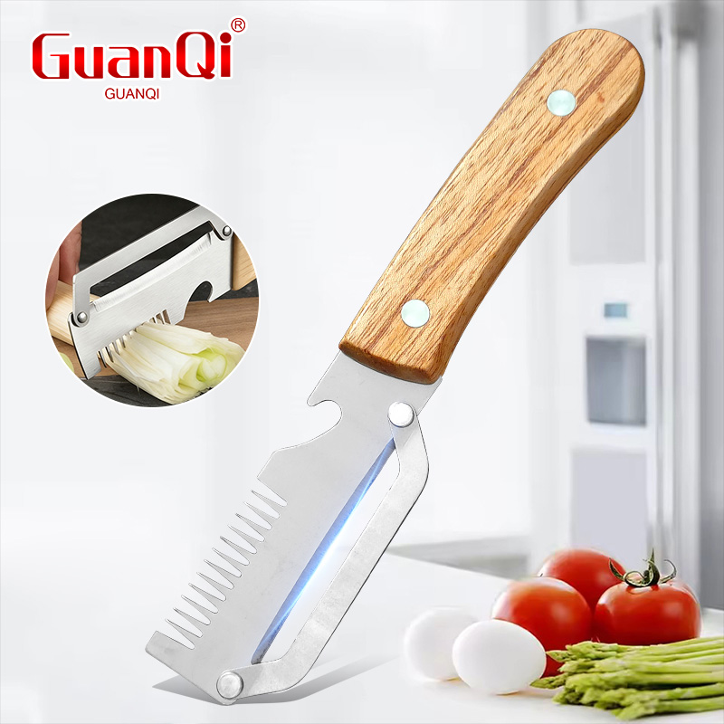 多機能ピーラーステンレス鋼木製ハンドル野菜ピーラーじゃがいも - Household Kitchen Gadgets Vegetable Cutter Silk Cutter のレビューと価格