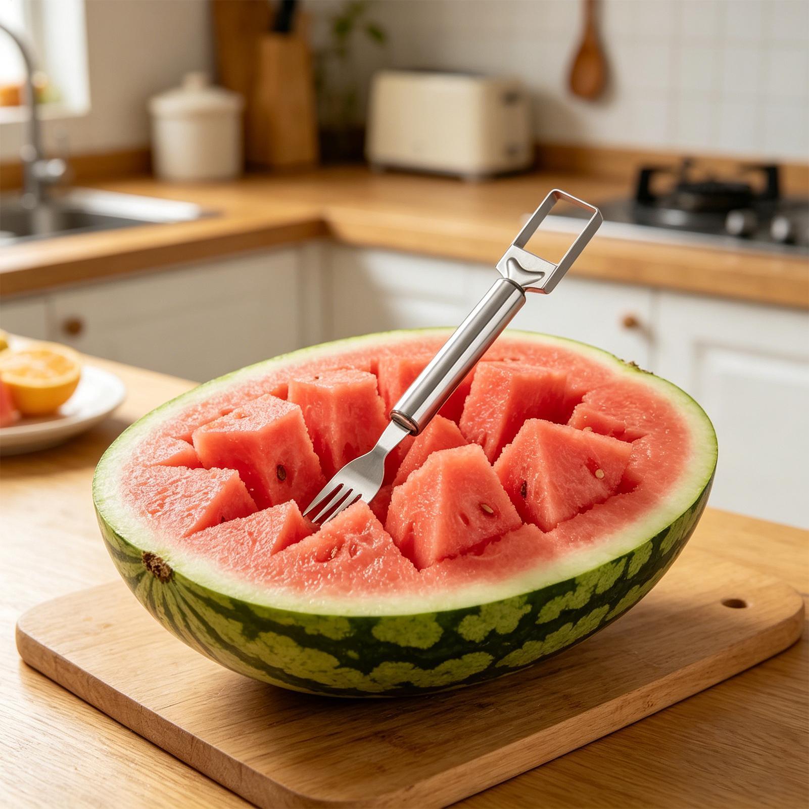 スイカスライサー双頭キッチンフォークステンレス鋼フルーツカッ - Watermelon Slicer Cutter のレビューと価格
