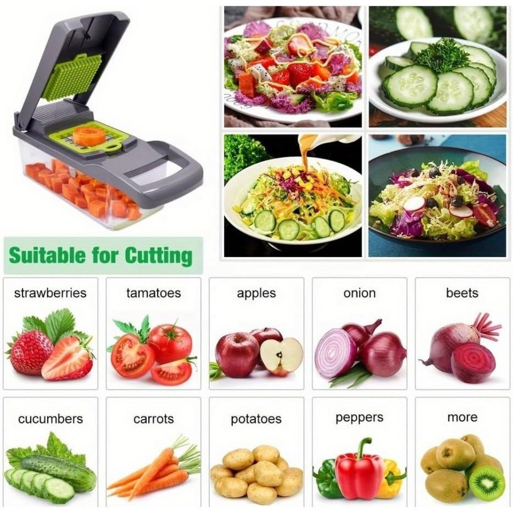 16 in 1野菜チョッパー・スライサー・ダイサー・カッター - Household Kitchen Gadgets Vegetable Cutter Silk Cutter のレビューと価格