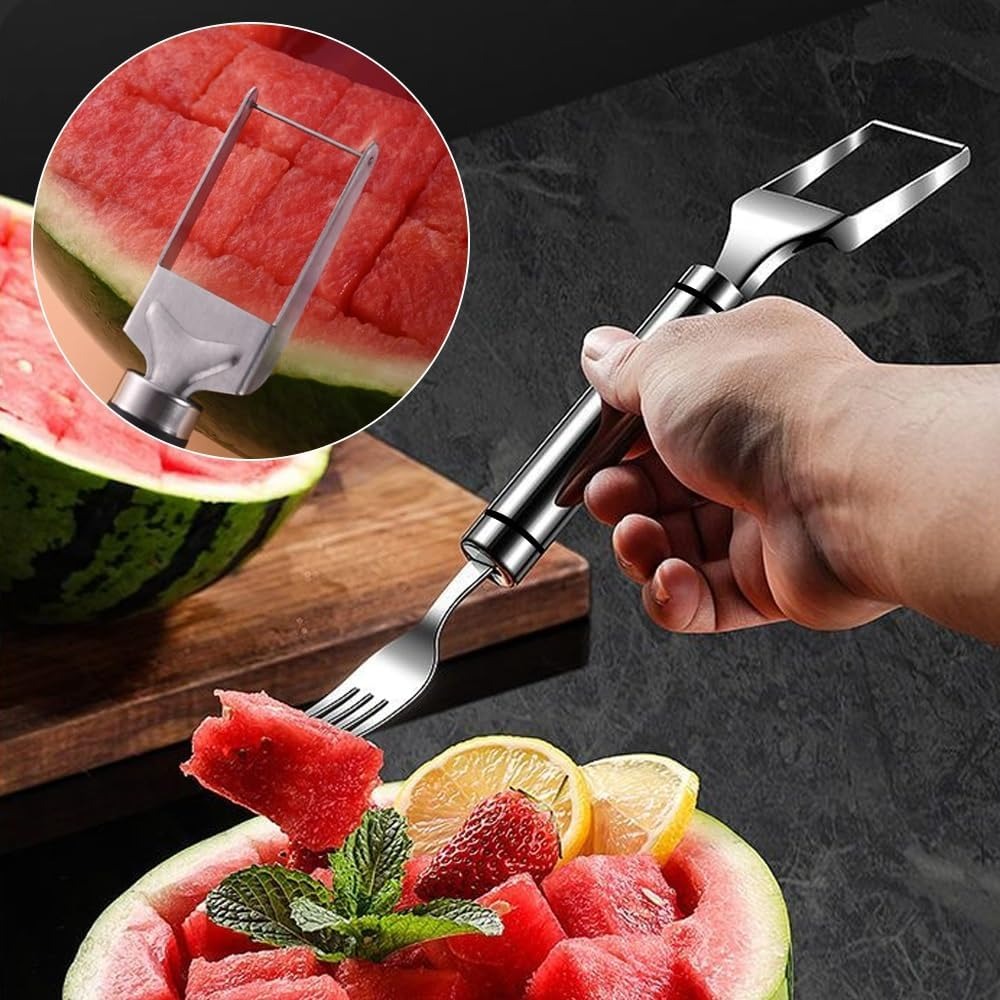 2-in-1ステンレス製フルーツカッター、スイカフォークスラ - Watermelon Slicer Cutter のレビューと価格