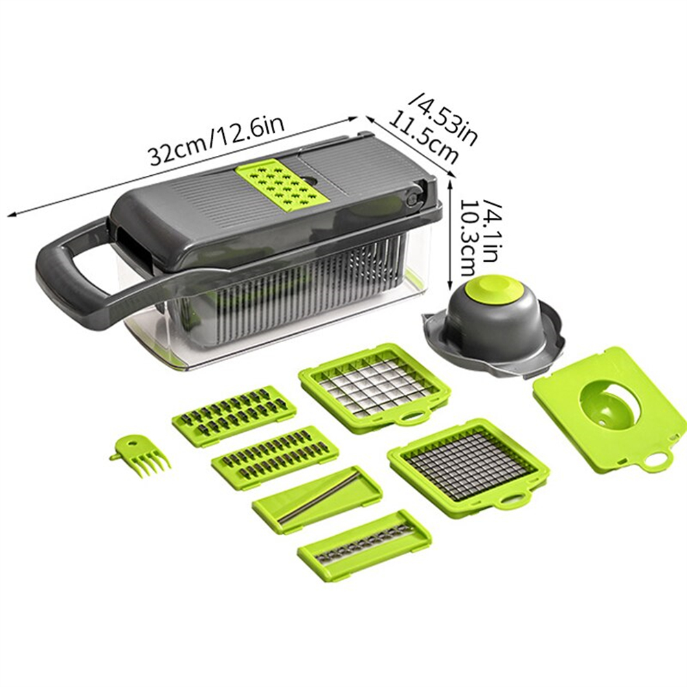 12/16個入り野菜カッター多機能スライサーフルーツポテトピ - Household Kitchen Gadgets Vegetable Cutter Silk Cutter のレビューと価格