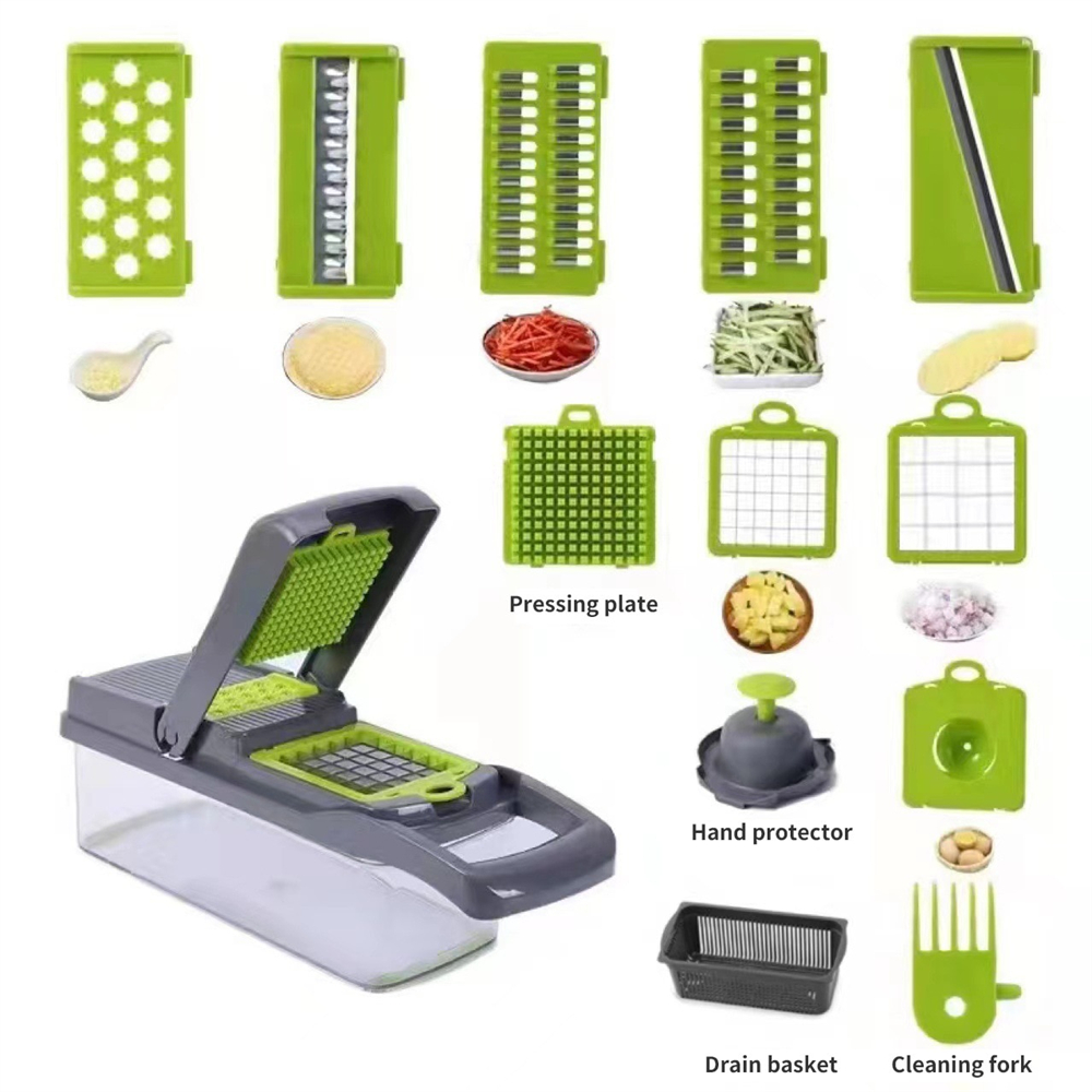 12/16個入り野菜カッター多機能スライサーフルーツポテトピ - Household Kitchen Gadgets Vegetable Cutter Silk Cutter のレビューと価格